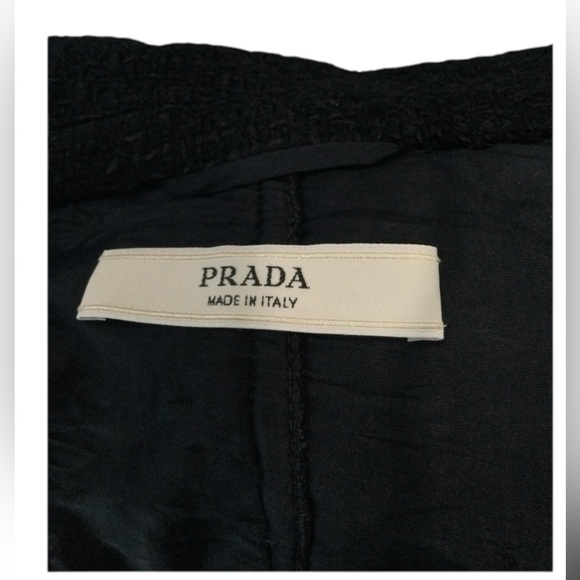 Prada - Black Tweed Chain Embellished Jacket Sz 42 - Picture 14 of 16
